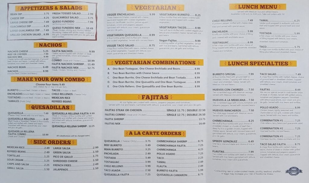La Rosita Menu 1